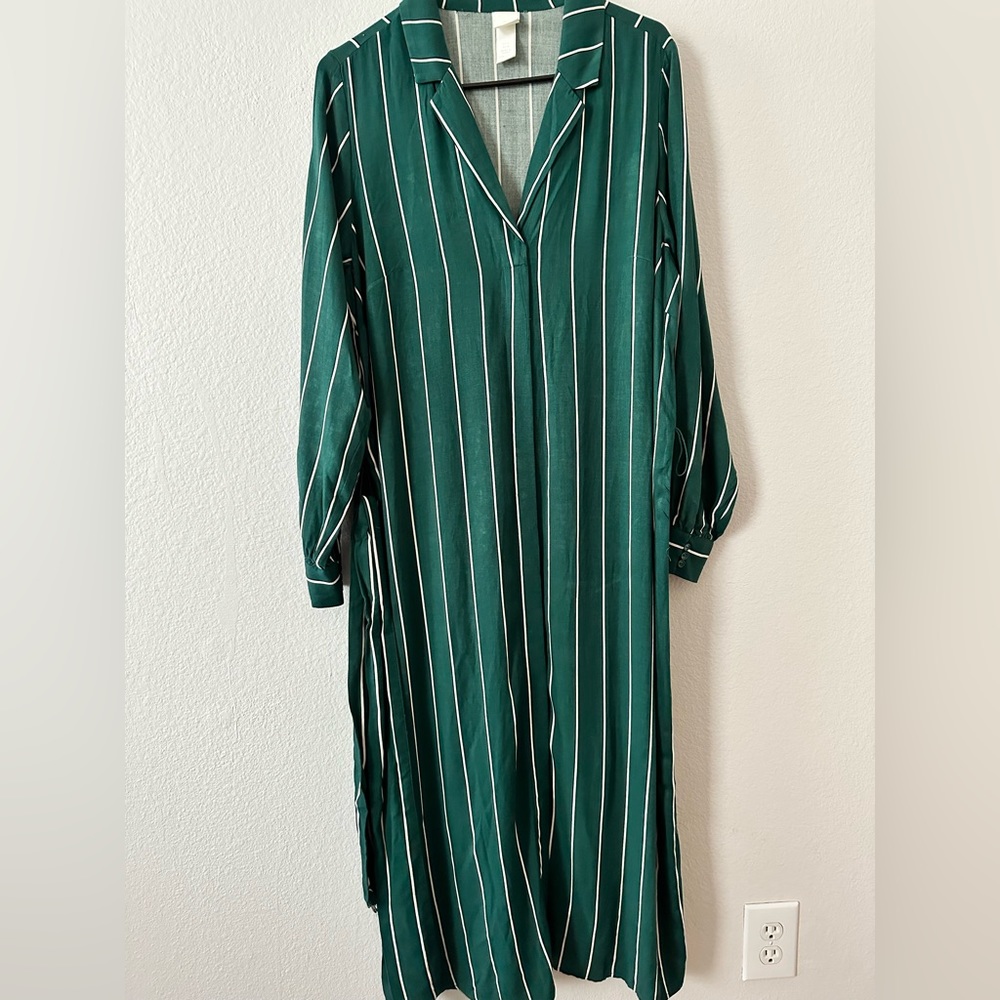 Dark Green Striped Dress w/ Belt